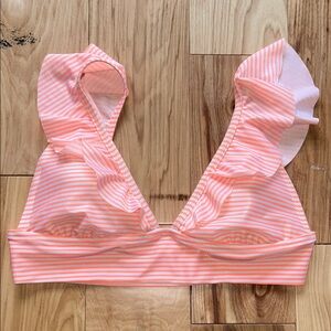 Aerie Ruffle Orange Striped Bikini Top